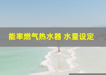 能率燃气热水器 水量设定